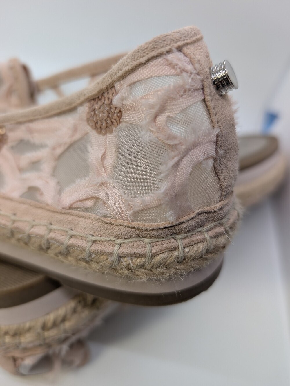Botkier Blush/Floral Mesh & Sequin Espadrille Slip-Ons Size 8M - Picture 4 of 13